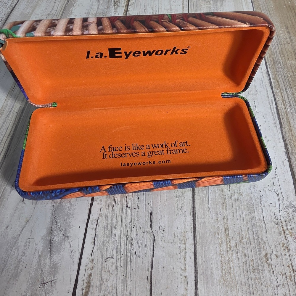 la Eyeworks Hard Shell Glasses Case Multicolor Woven Print Orange Interior